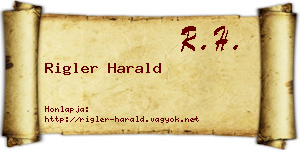 Rigler Harald névjegykártya